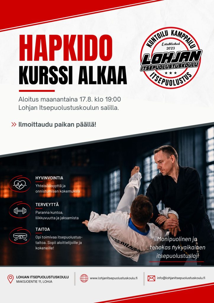 Hapkido kurssi alkaa elokuussa 2026